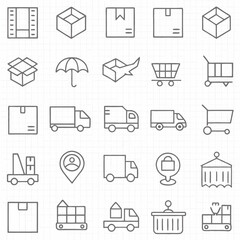 Vector Icon Set of Web Shopping Business Symbols for Computer Internet Office Home Design Communication Money Concepts




