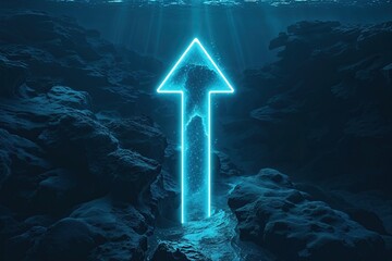Vertical Arrow Concept in Deep Sea Blue Symbolizing Entrepreneurship Growth and Success
