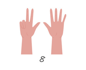 Female hand icon collection in flat vector style with signal gestures abstract design symbol thumb up pointer love hold concept black silhouette element background white touch

