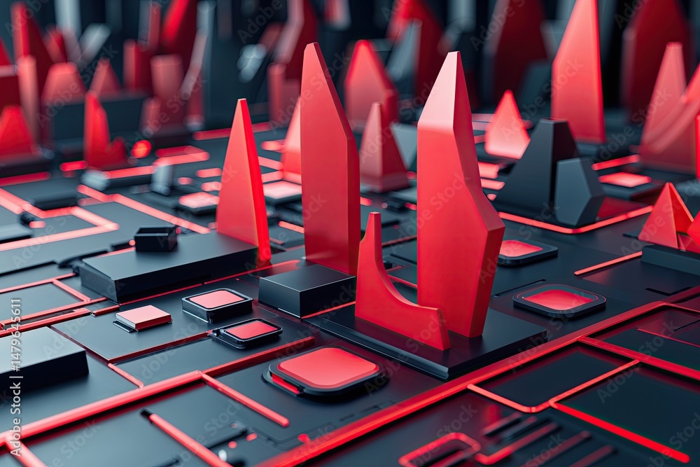 Aufkleber dynamic abstract corporate design in red with interactive modern technology animation