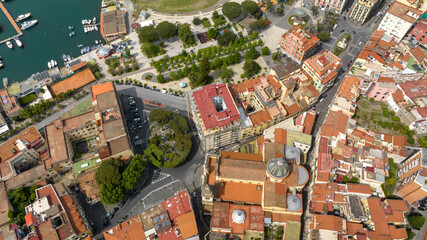 Aerial view of the historic center of the city of Castellammare di Stabia. It is a town in the province of Naples, Campania, Italy.