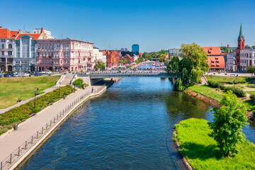 Architecture of the city center of Bydgoszcz at Brda river in Poland.