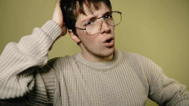 Young attractive man preparing for exams