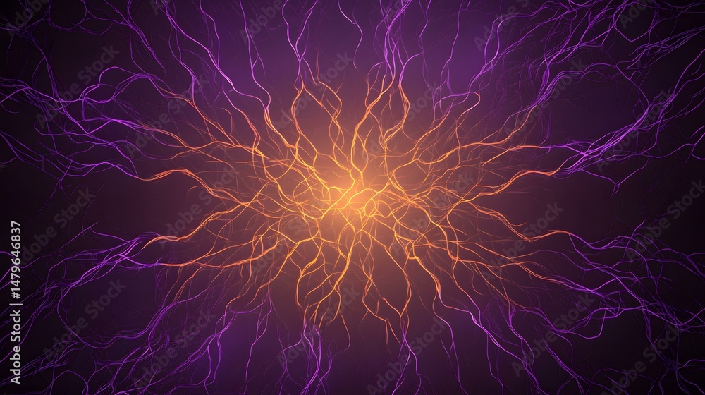 Poster the image contains an abstract design featuring a network of glowing, thin lines resembling veins or
