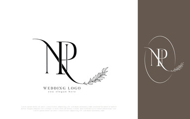 Elegant NP Monogram Wedding Logo with Floral Wreath