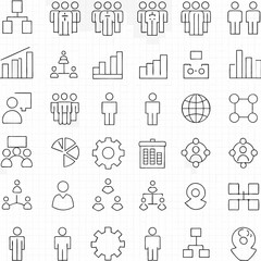 Naklejka premium Vector Set of Business Icons Doodle Drawing with Web Design Symbols Computer Internet Phone Shopping Finance