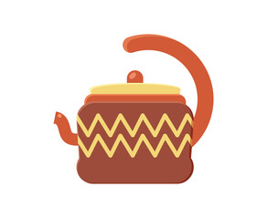 Realistic electric kettle for kitchen with stainless pot and steam breakfast drink cartoon vector hot appliance flat utensil technology cooking home electronic equipment power

