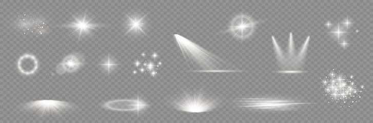 Sunlight effect with radial glow and shimmer aura on transparent background flare lens magic sparkle energy hot sun ray abstract power burst gold aura vector design motion


