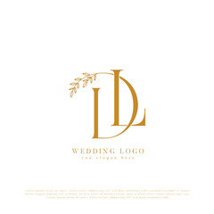 Elegant Wedding Logo with Initials DL and Floral Accents