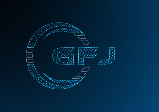 GFJ low poly letter logo vector design. GFJ lower poly logo design. Low poly logo.