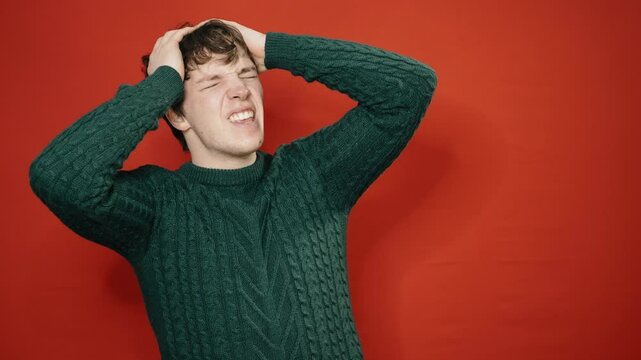 Young attractive man preparing for exams