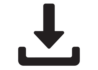 Download icon vector logo silhouette, download icon logo silhouette, download tray with arrow icon, vector download black color vector silhouette illustration isolated on white background