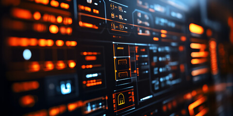 Obraz premium Digital Data Interface on Computer Screen, Close-Up of Digital Data Display, Futuristic Technology Interface with Data on Screen