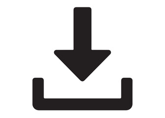 Download icon vector logo silhouette, download icon logo silhouette, download tray with arrow icon, vector download black color vector silhouette illustration isolated on white background