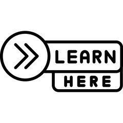 Learn Here Icon Educational CTA Button Symbol