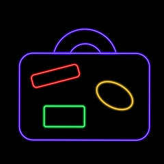 Travel suitcase in neon effect