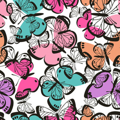 Butterfly Print. Ornament for fabrics, textiles, packaging and wallpaper. Vector illustration.