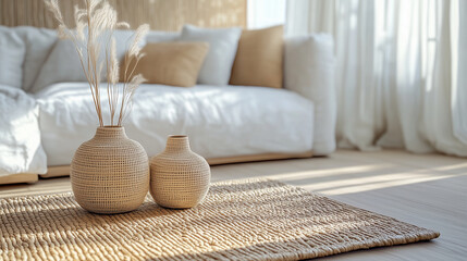 Serene Living Room with Neutral Tones and Natural Light