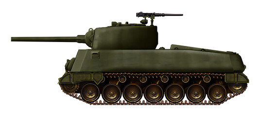 M6A1E2 (An alternative version of the M6 ​​tank with an extended chassis from the M18 Hellcat tank)