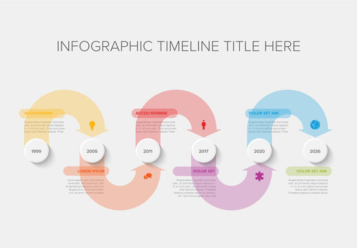 Colorful Infographic Timeline Design with Years and Milestones Template