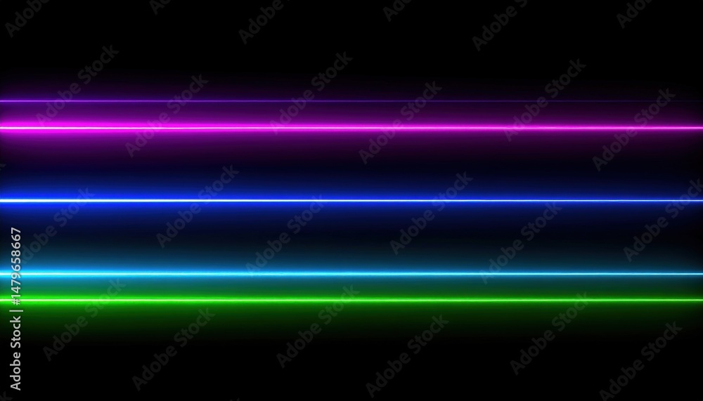 Poster dynamic neon light waves digital art abstract background dark environment close-up view creative con