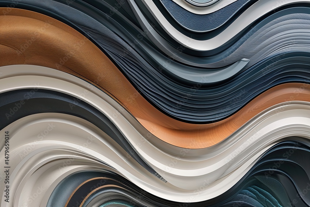 Aufkleber creative multi-layer wave pattern featuring gentle curves and luxurious textures