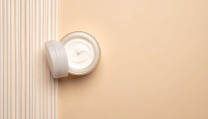 Skin care application home product image minimalist style top view beauty routine essentials