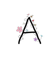 Alphabet A with flowers