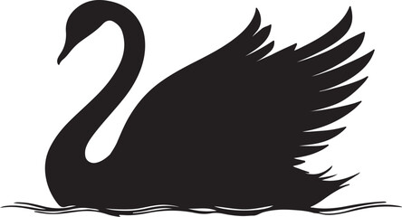 Obraz premium Black Swan Silhouette | Elegant Bird Illustration | Wildlife Vector Art | Minimalist Swan Design | Ornithology Graphic