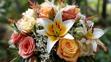 Fototapeta premium Vibrant Bouquet of Mixed Flowers Symbolizing Appreciation and Beauty in Nature's Colorful Palette