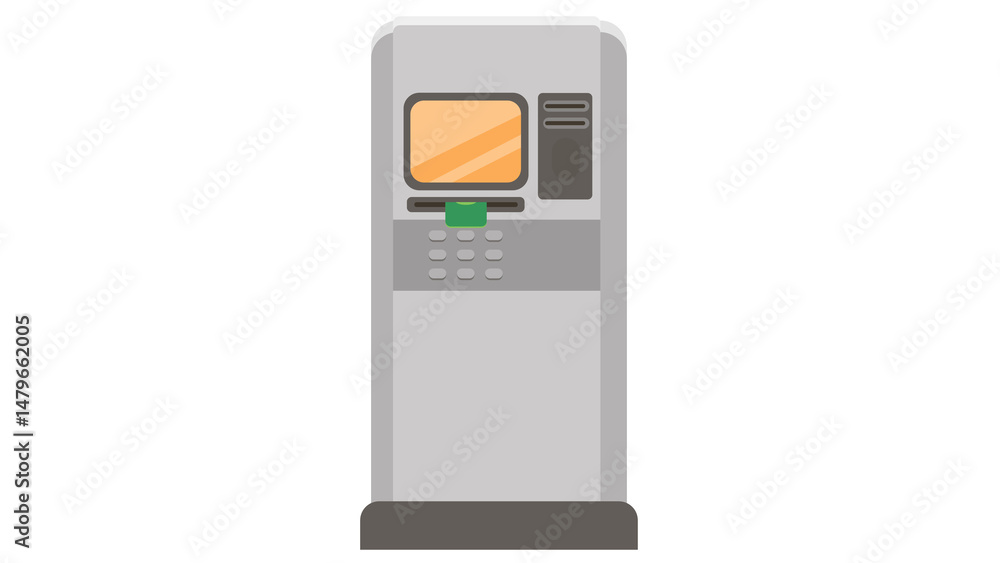 Poster modern atm machine design sleek and user friendly instant access to finances