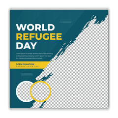 Social Media Banner for World Refugee Day  Refugee Support Template