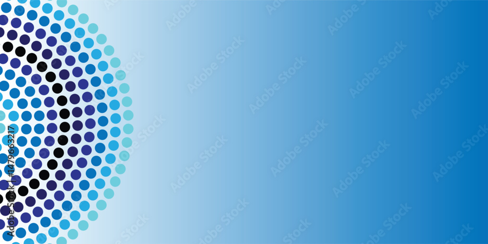 Poster vector abstract blue gradient background frame of geometric shapes. pattern of dots, particles, mole