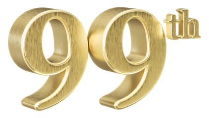 99th Anniversary Golden Number 3D Illustration