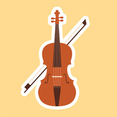 Violin sticker on isolated  background.Vector illustration