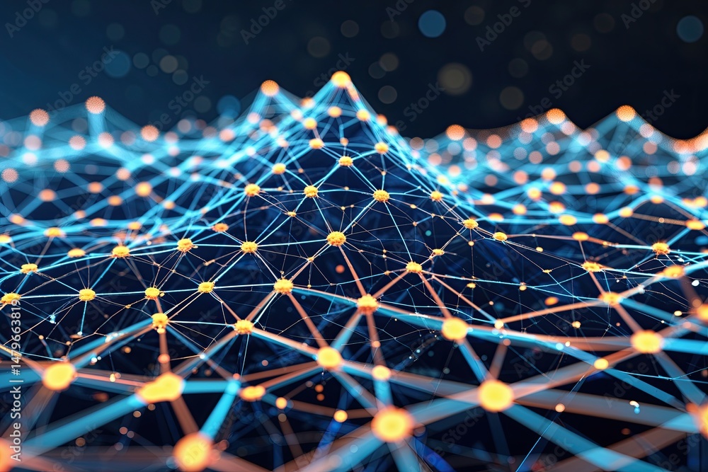 Poster futuristic digital network mesh line design for advanced data connectivity