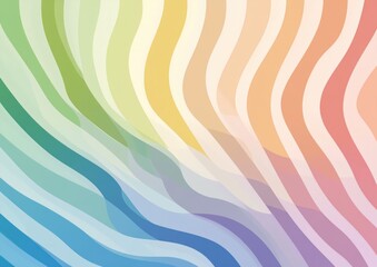 Abstract Multicolored Wavy Lines with Gradient Texture Background in Pastel Shades with Rainbow Spectrum Fluid Design
