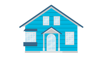 Charming blue house idyllic home sweet home design illustration