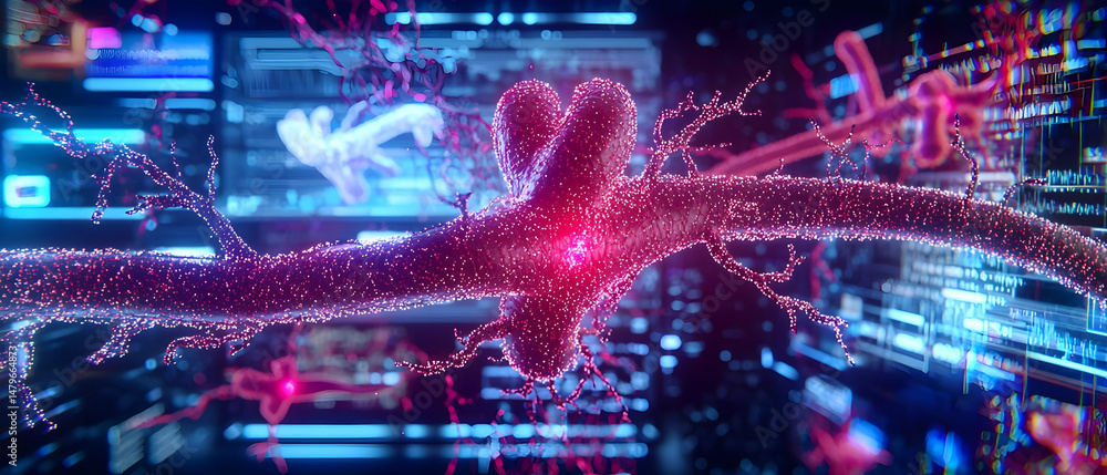 Poster abstract futuristic neural network visualization