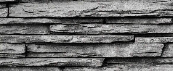 Gray stone wall texture.  Stacked rectangular stonework, showing natural variation in shades of gray.  Horizontal layers of stone, with uneven edges