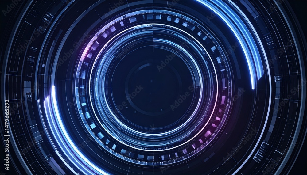 Poster dynamic technological circular motion animation digital environment graphic design futuristic viewpo