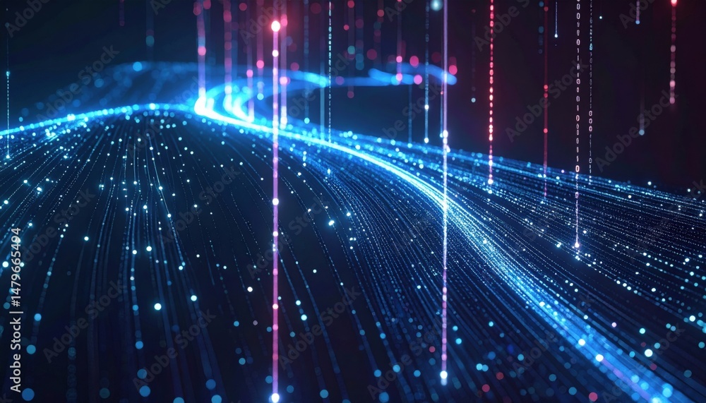 Poster dynamic light trails showcase digital realm abstract visualization futuristic environment high-tech 