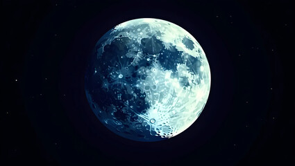 Obraz premium A serene, stylized depiction of the moon in space.