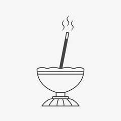 Incense holder with stick. Aromatherapy line icon. Vector