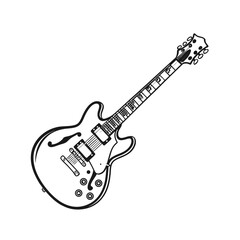 Guitars vector art illustration. Electric and acoustic, bass, Cartoon music instrument, rock jazz guitar silhouette, music band guitars set of different colors vector.