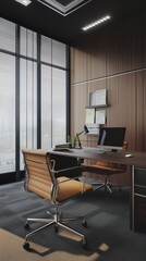 Sunlit Open-Plan Office with Modern Workstations and Glass Walls