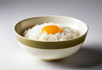 There's an egg in a bowl of rice