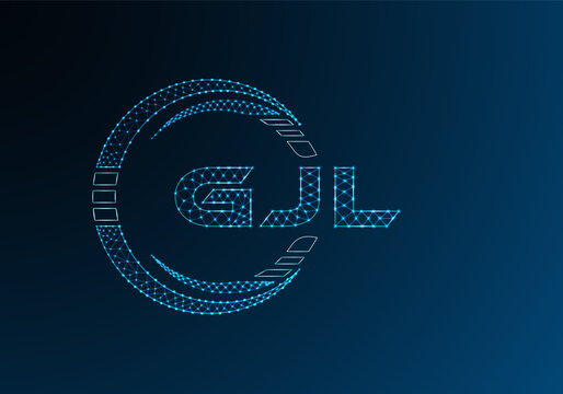 GJL low poly letter logo vector design. GJL lower poly logo design. Low poly logo.