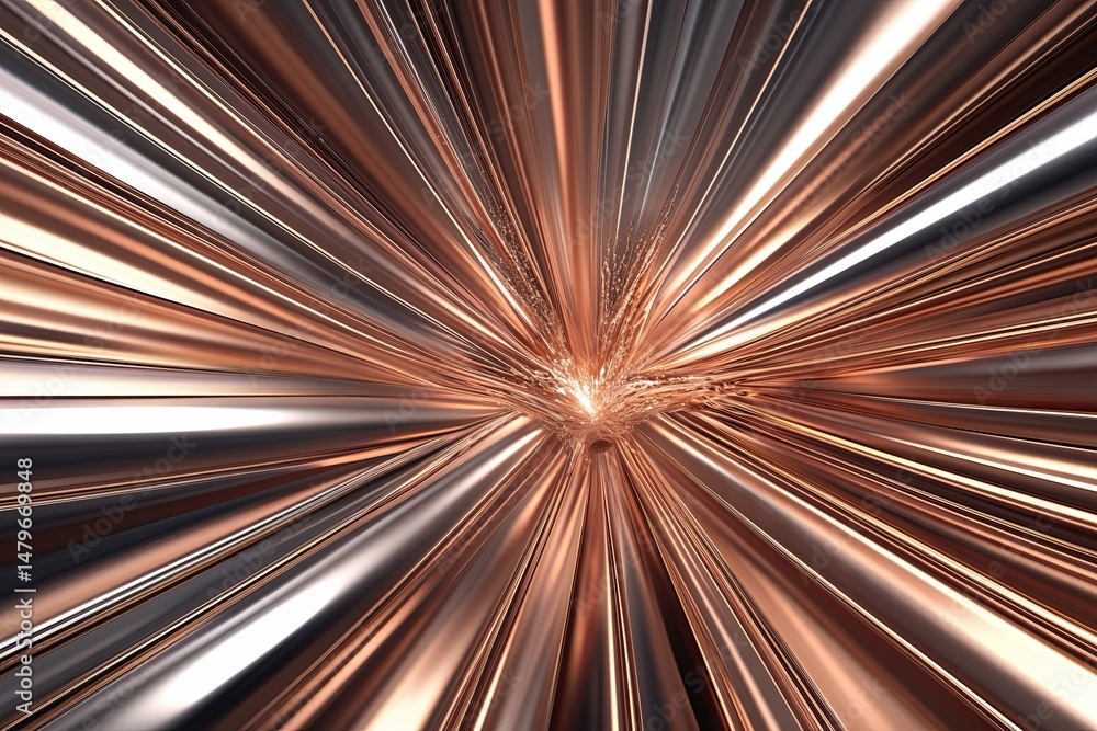 Poster shimmering abstract metallic design with depth and lines illustration