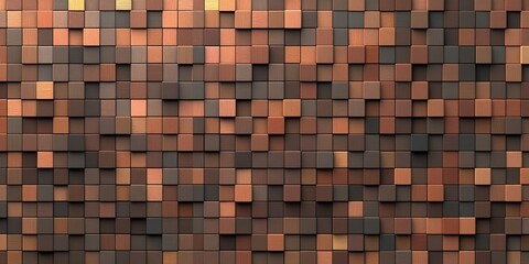 Abstract geometric pattern of  stacked, varied-toned brown squares